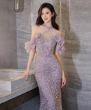 【手作り】ロングドレス キラキラ パーティー 誕生日 演奏会 宴会 マーメイド 高級感 XH2-YFTK7/7