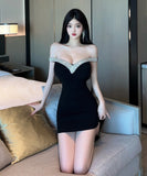 ミニドレスキャバドレスキラキラ谷間見せ指名セクシーパーティードレスhotgirlXH2-DD4246