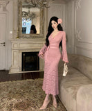 【3色】ロングドレス レース キャバドレス 谷間見せ セクシー 気質 エレガント 指名 XH2-ZED888568XH238A