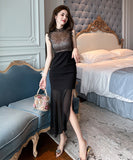 キャバドレス 手作り 非対称 レース セクシー 二次会 高級感 XH2-JY20412