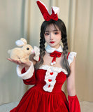 【7点セット】クリスマ 大人可愛い セクシー サンタ服 コスプレ レース リボン XH2-FMS-T026