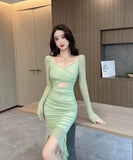 【2色】ミニドレス キャバドレス セクシー フリル 韓国っぽ XH2-DD5828