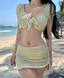 【2色】3点式セット ビキニ 水着 三角ビキニ ホルターネック セクシー 韓国っぽ ビーチ 海 温泉 XH7-SNM3