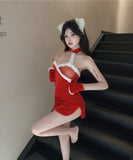 サンタコスプレ 4点セット ツナギ服  かわいい (ドレス/Tパンツ/手袋*2)XH2-DCQJY-0941