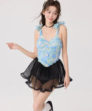 【2色】水着 ビキニ モノキニ かわいい ワンピース 体型カバー 温泉 SNS話題 XH7-CF2432