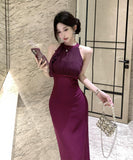 キャバドレス 膝丈ドレス エレガント ホルターネック エレガント 宴会 パーティー XH2-CD7-417-82980680