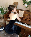 膝丈ドレス キャバドレス キラキラ ホルターネック セクシー セレブ風 パーティー XH2-ZED888587DXH238A