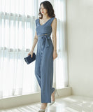 【2色】ワイドパンツ 新作 かわいい ゴージャス おしゃれ Vネック セクシー XH2-ZED880578E