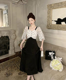 ロングドレス エレガント 水玉柄 着痩せ おしゃれ 気質 XH2-ZED885462DXH449