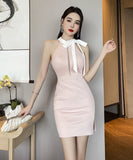 【2色】ミニドレス カワセクシー キャバドレス リボン ナイトクラブ 気質 指名 XH2-YM8800