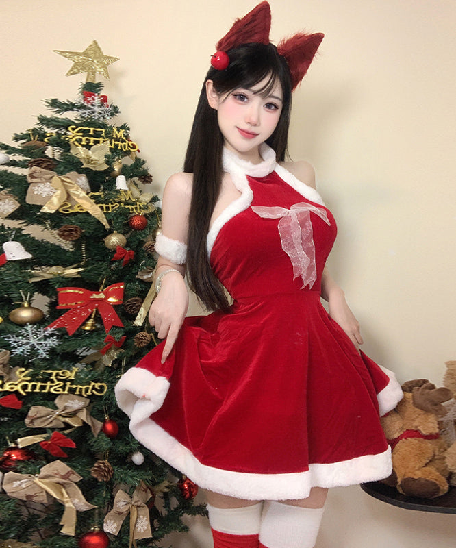 【3点セット】クリスマ 大人可愛い セクシー サンタ服 コスプレ レース リボン XH2-DML62