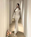 ロングドレスオフショルダータイトドレスセクシーフラワーセクシーマーメイドドレスXH2-CD7-437-24380750