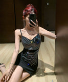 ミニドレス キャバドレス party キラキラ セクシー おしゃれ Vネック YH2-ZED885386DXH238B