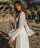 サンドレス ロングドレス Ⅴネック ハワイ セクシー 海 レース 可愛い XH2-MX-ZS688