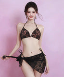 【3点セット】ビキニ 三角ビキニ レース セクシー 水着 モノキニ ホルターネック INS話題 ビーチ XH7-YQ-HHA5ABHLL