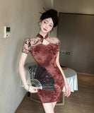 【2色】ミニドレス チャイナドレス セクシー キャバドレス 花柄 着痩せ YH2-DD6587