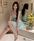 キラキラ ミニドレス キャバドレス セクシー ベアトップ Party お姫様 XH2-LQE5352H449