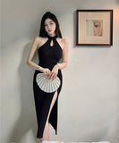 【2色】膝丈ドレス オフショルダー フリル チャイナドレス エレガント 着痩せ セクシー YH2-DD6491