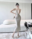 ロングドレス セクシー ホルターネック セクシー マーメイドドレス XH2-DD6005