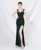 【7色】ロングドレス ナイトドレス スリート 華奢感 キラキラ 宴会 演奏会 誕生日 XH2-YEY31801#