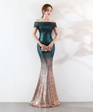 【6色】ロングドレス リボン パーティードレス オフショルダー お姫様 誕生日 演奏会 宴会 XH2-YEY1527#