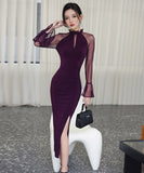 膝丈ドレスキャバドレスセクシーセレブ風通勤透明感エレガントXH2-ZED889687GT347