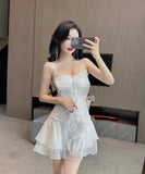 【2色】ミニドレス キャバドレス セクシー フリル 韓国っぽ XH2-DD5626