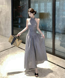 ロングドレス ホルターネック 着痩せ 気質 バックレスドレス 通勤 おしゃれ 女子力 XH2-CD7-417-83050660