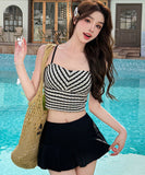 ビキニ 水着 チック柄 体型カバー 大人可愛い ワンピース モノキニ ビーチ 海 旅行 SNS話題 XH7-PB5502