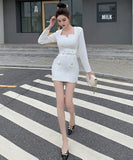 ミニドレス エレガント 気質 袖付き セクシー 着瘦せ 通勤 XH2-ZED889540GT347