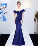 【6色】手作り バースデーロングドレス 宴会 パーティー 演奏会 オフショルダーフ キラキラ XH2-YEY16268#