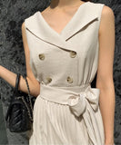 【2色】ロングドレス エレガント Vネック 美足効果 気質 袖付き XH2-ZED881315E439