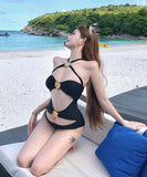 【2点セット】ビキニ モノキニ ワンピース ホルターネック セクシー 海辺 おしゃれ感 水着 着痩せ hot girl ビーチ　XH2-CF-YG3166