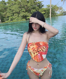 ビキニ 三角ビキニ 水着 花柄 体型カバー 大人可愛い ワンピース モノキニ ビーチ 海 旅行 SNS話題 XH7-DP-A33990