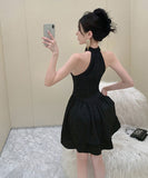 ミニドレス キャバドレス Aライン レース 大人可愛い お洒落 ホルターネック XH2-ZED885340DXH449