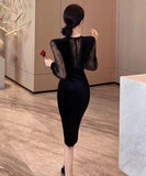 膝丈ドレス キャバドレス エレガント 気質 レース 高級感 Vネック セクシー XH2-ZED889932GT415