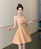 ミニドレス Aライン キャバドレス 大人可愛い セクシー 宴会 パーティードレス リボン 着痩せ 気質XH2-XKD-D200-8102-Jun7