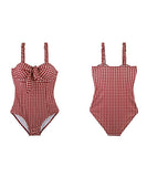 ビキニ 温泉 セクシー 谷間魅せ リボン 水着 モノキニ チェック柄ビキニ水着 XH7-XYX1933