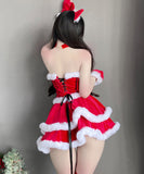 【6点セット】クリスマ 大人可愛い セクシー サンタ服 コスプレ 上下セット リボン XH2-JXL-S43