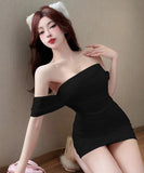 【3色】ミニドレス レース キャバドレス オフショルダー カワセクシー タイトドレス XH2-DD5974