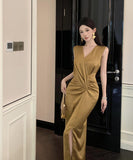 ロングドレス キャバドレス OL Vネック 谷間見せ セクシー 女子力 パーティー ナイトクラブ XH2-CD7-349-3650680