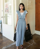 【2色】ワイドパンツ おしゃれ 着痩せ 通勤 かわいい フリル XH2-YF1148