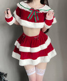 【4点セット】クリスマ 大人可愛い セクシー サンタ服 コスプレ Aライン ベアトップ リボン XH2-QYL7061
