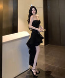 キャバドレス ベアトップ フリル カワセクシー パーティー 大人可愛い おしゃれ ナイトクラブ XH2-CD5-109-81160750