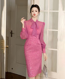 手作り 膝丈ドレス partyドレス チュール キラキラ エレガント 宴会 マーメイドドレス XH2-JY50779