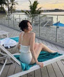 ビキニ 温泉 セクシー ホルターネックフリル 谷間魅せ  水着 モノキニ XH7-BY-WX002