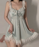 セクシー ルームウェア パット付き パジャマ レース カワセクシーAライン XH8-GR-P4805