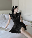 【2色】ミニドレス 中華風 Aライン 着瘦せ CHIC 大人可愛い 気質 XH2-DD4874