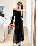 ロングドレス キャバドレス オフショルダー セクシー マーメイド チュール エレガント XH2-ZED887097GT513