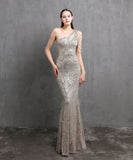 【5色】ロングドレス 高品質 キラキラ ナイトドレス 宴会 ワンショルダー 演奏会 XH2-YEY18519#